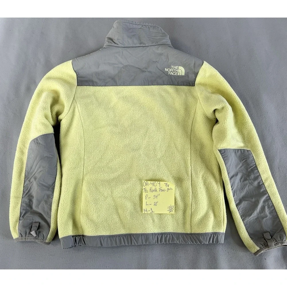 The North Face Hooded Jacket Girl's Small 7/8 Yellow Full Zip‎ Fleece Outdoor
